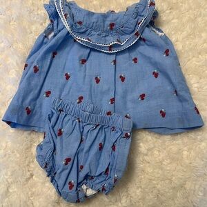Janie and Jack Blue Strawberry Print Dress Set